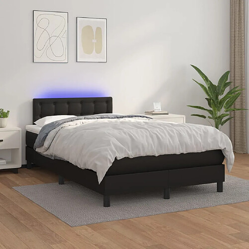 vidaXL Sommier à lattes de lit avec matelas et LED Noir 120x200cm