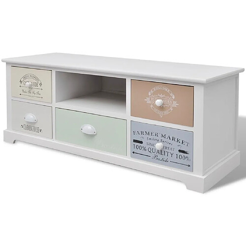 Helloshop26 Meuble télé buffet tv télévision design pratique en style français bois 2502188