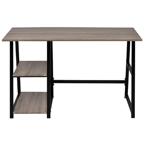 Maison Chic Bureau solide,Table de travail,Bureau d'ordinateur avec 2 étagères Gris et chêne -GKD13647