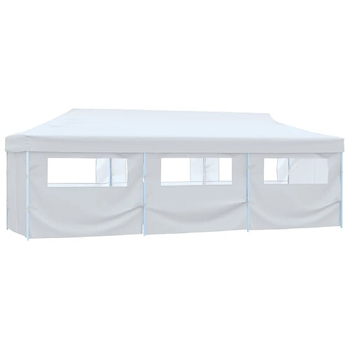 vidaXL Tente de réception escamotable avec 8 parois 3 x 9 m Blanc