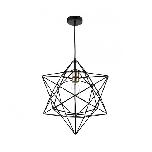 Luminaire Center Suspension Luanda noir mat et cuivre poli 1 ampoule