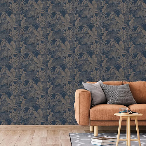 DUTCH WALLCOVERINGS Papier peint Joelle Argenté et bleu