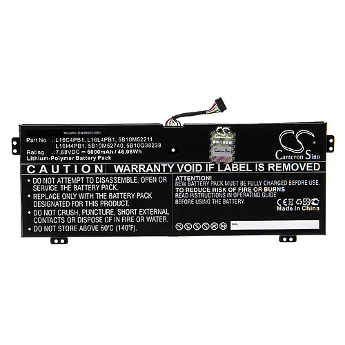 vhbw Batterie compatible avec Lenovo Yoga 720-13IKB(81C30061GE), 720-13IKB(81C30062GE) ordinateur portable Notebook (6000mAh, 7.68V, Li-polymère)