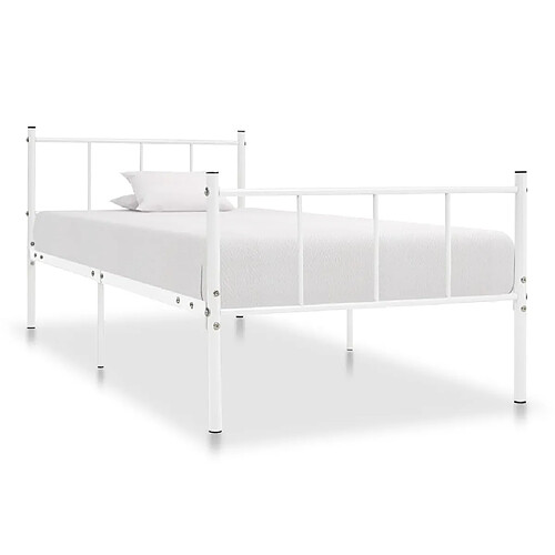 vidaXL Cadre de lit sans matelas blanc métal 90x200 cm