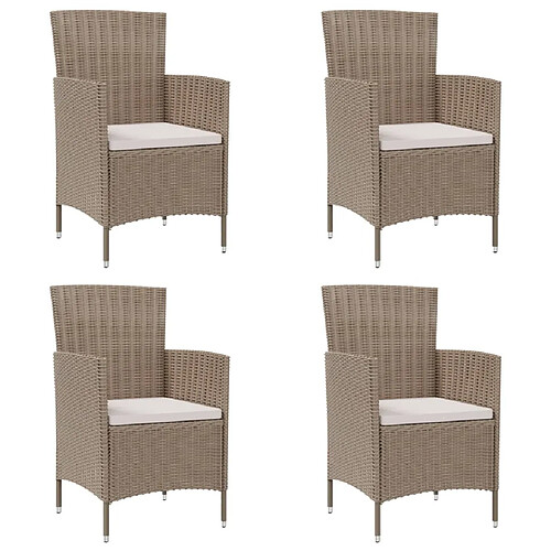 vidaXL Chaises de jardin avec coussins lot de 4 Résine tressée Beige