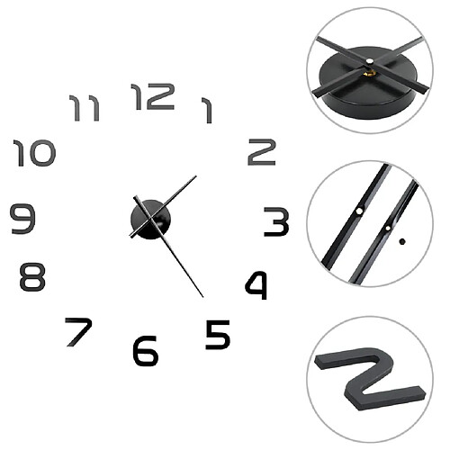 Decoshop26 Horloge murale 3D Design moderne 100 cm XXL Noir DEC022270