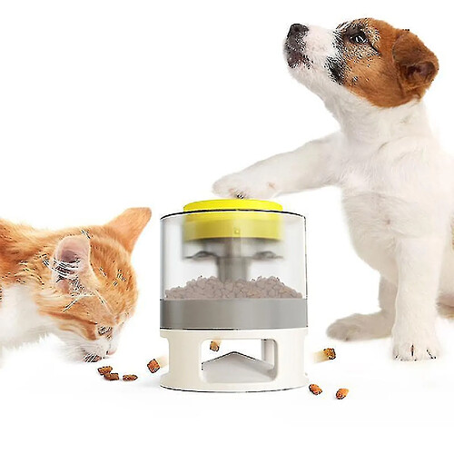 Leaky Feeder pour chiens et chats drôles Jouets Distributeur de nourriture à morsure lente pour chats et chiens Blanc Jaune