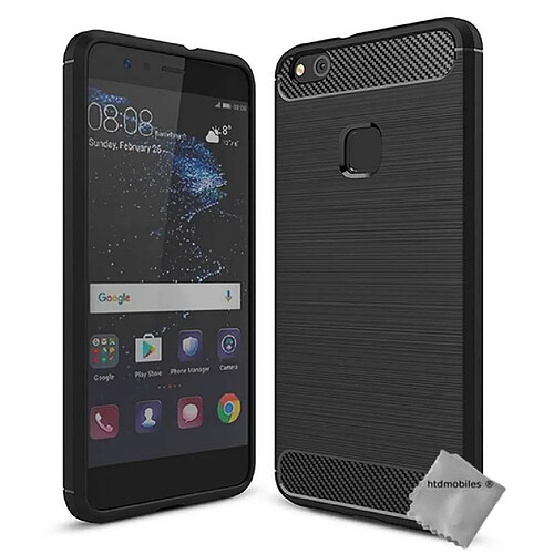 Htdmobiles Coque silicone gel carbone pour Huawei P10 Lite + verre trempe - NOIR