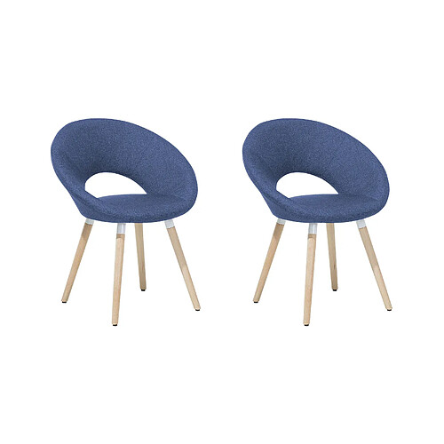 Beliani Chaise de salle à manger ROSLYN Set de 2 Tissu Bleu marine