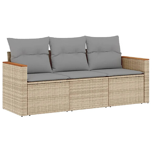 Maison Chic Salon de jardin avec coussins 3 pcs | Ensemble de Table et chaises | Mobilier d'Extérieur beige résine tressée -GKD44329