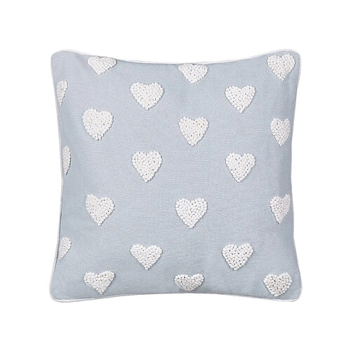 Beliani Coussin GAZANIA Coton 45 x 45 cm Broderie Gris clair