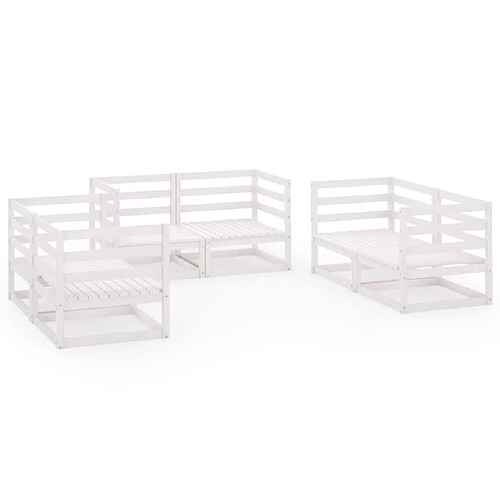 Maison Chic Salon de jardin 6 pcs - Table et chaises d'extérieur - Mobilier/Meubles de jardin Moderne Blanc Bois de pin massif -MN47209