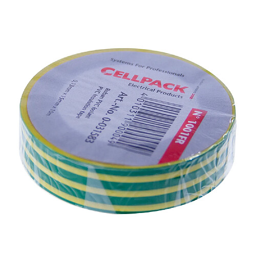 Cellpack Rouleau ruban adhésif (15mm) 10m - Vert / Jaune