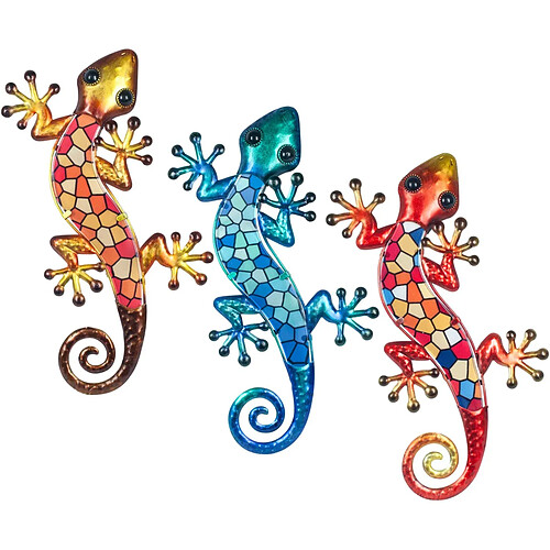 Origen Geckos en métal et verre Mosaique colorée.