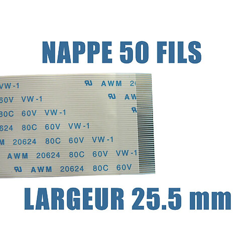 Kalea-Informatique Nappe Ruban ZIF FPC - 50 PINS - PAS 0.5MM - LONGUEUR 150mm Connecteurs sur la même face de la Nappe.