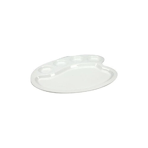 Ac-Deco Assiette en porcelaine style palette de peintre - L 28 x l 24,2 x H 1,5 cm - Blanc