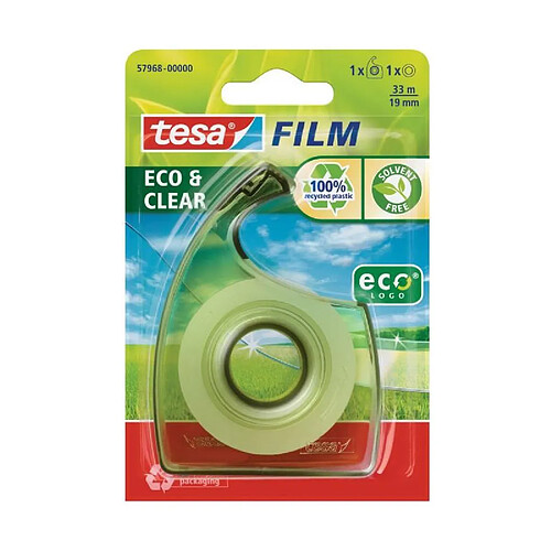 TESA 1 dérouleur ecoLogo + 1 ruban tesafilm ECO & CLEAR - 33mm x 19mm