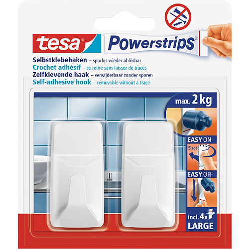 tesa Powerstrips Crochet LARGE rectangle, blanc ()