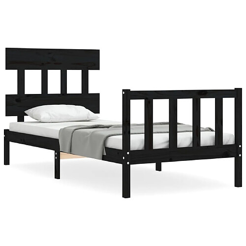 Maison Chic Cadre/structure de lit avec tête de lit pour adulte - Lit Moderne Chambre noir petit simple bois massif -MN11649