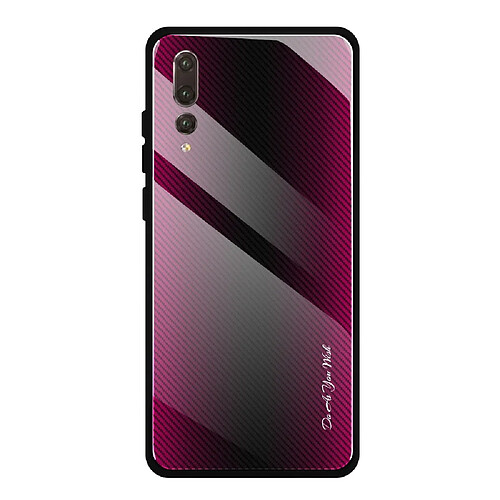 Wewoo Coque Pour Huawei P20 Pro étui de protection en verre dégradé de texture rose rouge