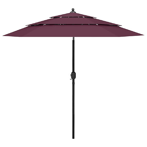 vidaXL Parasol de jardin à 3 niveaux mât en aluminium rouge bordeaux