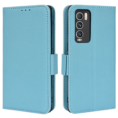 Etui en PU texture litchi avec support, bleu clair pour votre Realme GT Explorer Master