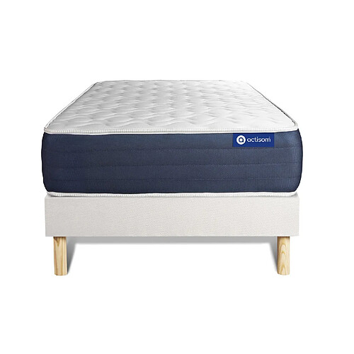 ACTISOM Ensemble matelas Ressorts ensachés et Mémoire de forme ACTIFLEX SLEEP 90x190 5zones de confort + sommier KIT blanc