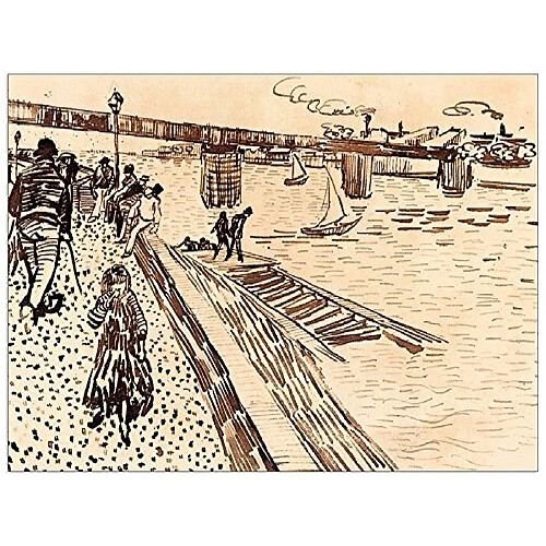 ArtPlaza Van Gogh Vincent Iron Bridge at Trinquetaille on The Rhone Panneau Décoratif Bois, Multicolore, 80 x 1,8 x 60 cm