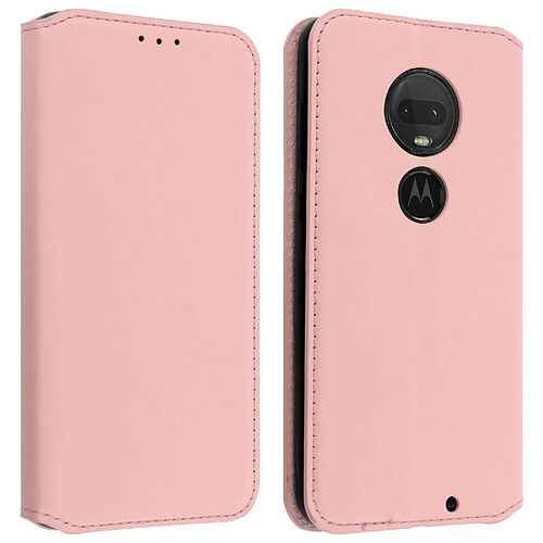 Avizar Housse Motorola Moto G7 / G7 Plus Étui Folio Fonction Support Vidéo Rose gold