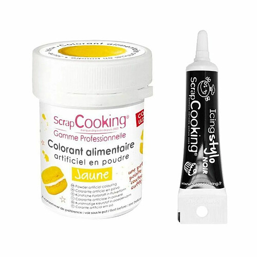 Scrapcooking Colorant alimentaire Jaune + Stylo de glaçage noir