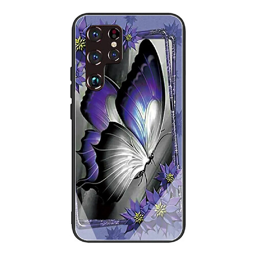 Coque en TPU anti-rayures, antichoc papillon violet pour votre Samsung Galaxy S22 Ultra