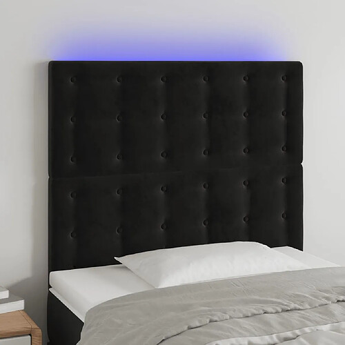 vidaXL Tête de lit à LED Noir 100x5x118/128 cm Velours