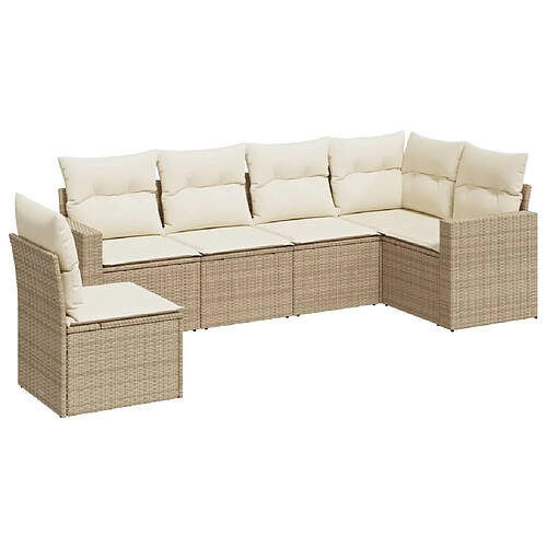 Maison Chic Salon de jardin avec coussins 6 pcs | Ensemble de Table et chaises | Mobilier d'Extérieur beige résine tressée -GKD86942