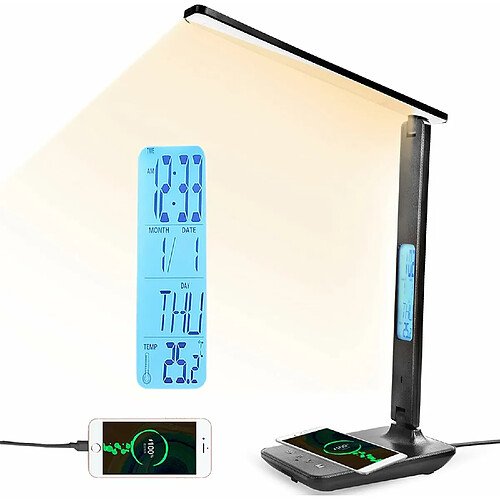 Vendos85 Lampe de Bureau LED avec Port USB noir