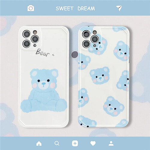 GUPBOO Étui pour iPhoneXsMax Couple de dessin animé de cas de téléphone portable ours timide