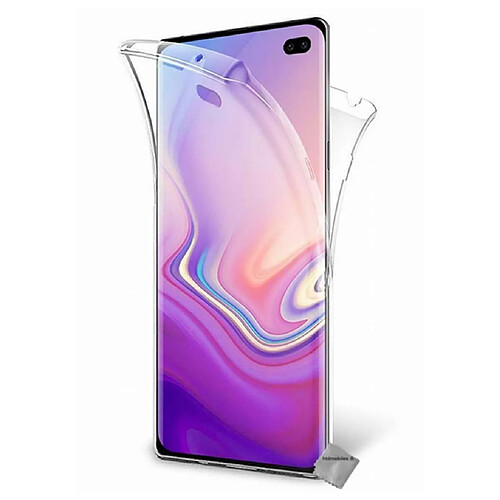 Htdmobiles Coque silicone gel fine 360 integrale pour Samsung Galaxy S10+ Plus + film ecran - TRANSPARENT