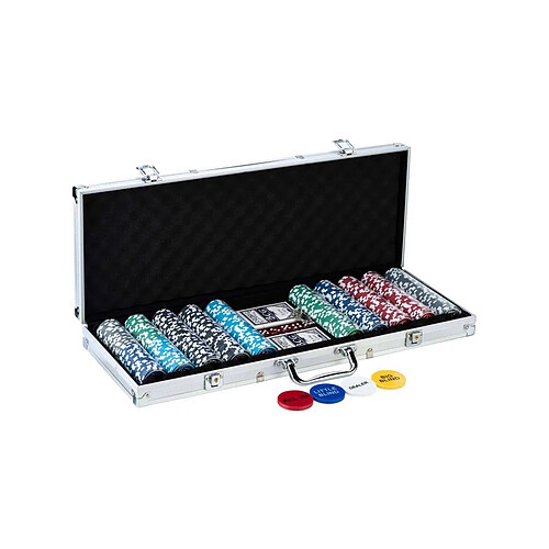 1001jouets Mallette de poker 500 jetons numérotés 14 gr Deluxe.