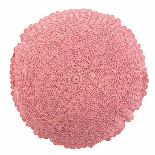 Paris Prix Coussin Rond Déco Dentelle 40cm Rose