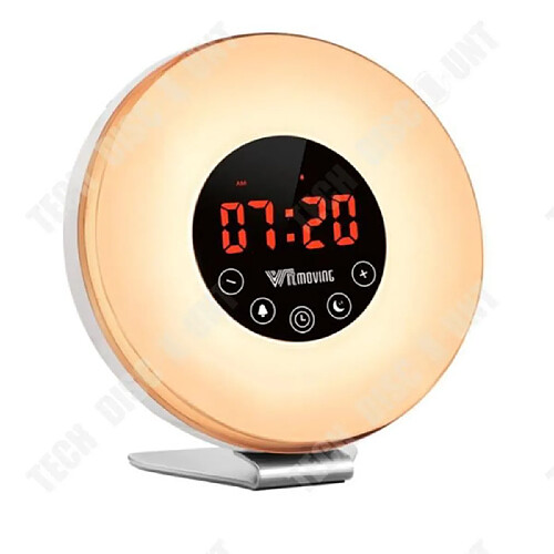 Tech Discount TD® Réveil Lumière, Lampe de Réveil Radio FM Veilleuse Réveil Lumineux Lampe de Chevet Sunrise Sunset Simulation Snooze RGB Blanc Ch