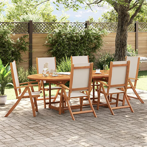 vidaXL Ensemble à Manger de jardin 7pcs bois d'acacia solide textilène