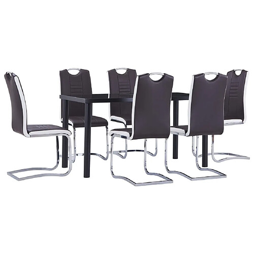 vidaXL Ensemble de salle à manger 7 pcs Similicuir Marron