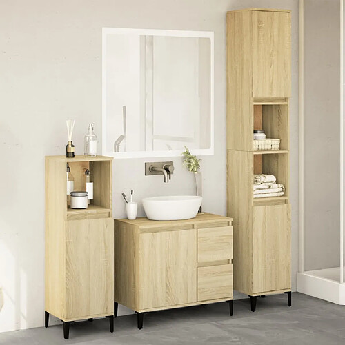 vidaXL Ensemble de meubles de salle de bain 3 pcs chêne sonoma