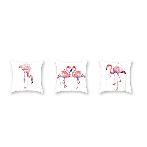 P125 3pcs 45 * 45cm Aquarelle Flamingo motif de linge de linge de linge d'oreiller imprimé oreiller coussin coussin housse décoration