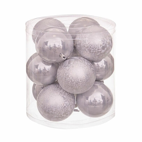 BigBuy Christmas Boules de Noël Argenté Plastique 8 x 8 x 8 cm (12 Unités)