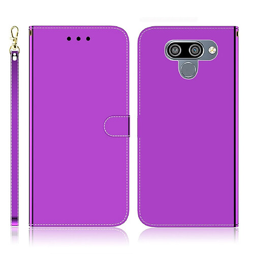 Wewoo Housse Coque Etui à rabat horizontal en surface imitation miroir pour LG K50 avec fentes cartes et porte-cartes ainsi que portefeuille et lanière violet