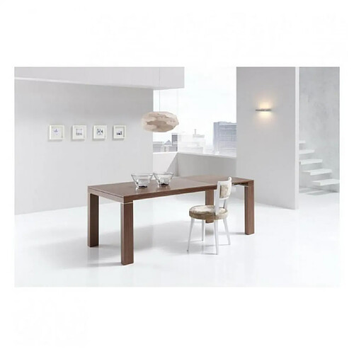 Inside 75 Table repas extensible ARMONIA 6 couverts 120/190x90cm pieds bois foncé plateau noyer