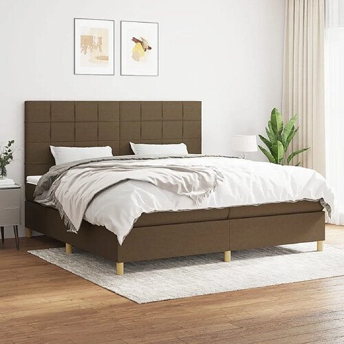 vidaXL Sommier à lattes de lit avec matelas Marron foncé 200x200 cm