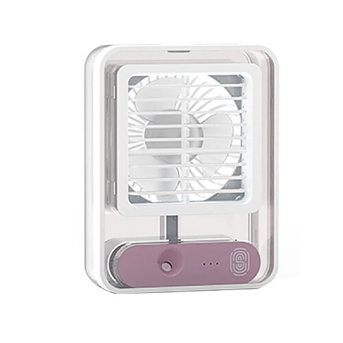 Petit Ventilateur de Bureau Personnel avec Brumisateur, veilleuse LED, Ventilateur de Brumisation d'eau Électrique, Ventilateur Portable Rechargeable USB Violet