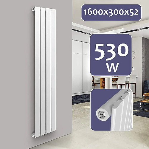 Helloshop26 Radiateur chauffage centrale pour salle de bain salon cuisine couloir chambre à coucher panneau simple 160 x 30 cm blanc 01_0000217