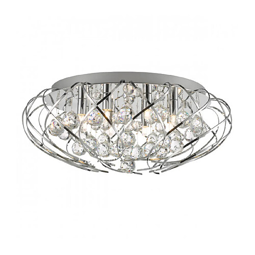 Luminaire Center Plafonnier Design Riya Cristal,chrome poli 8 ampoules 21cm